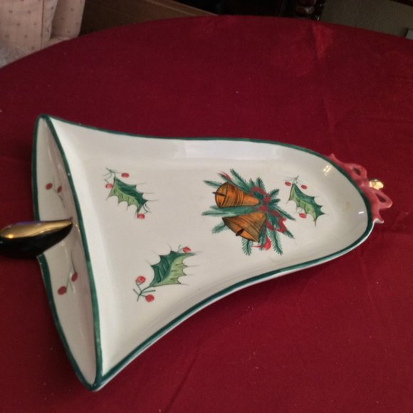 VINTAGE COOKIE / CANDY BELL SHAPED SERVING PLATTER- 1950s -MADE IN ITALY-12 1/2" - Picture 7 of 8